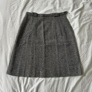 Century Vintage Wool Black and White Herringbone Skirt Size S